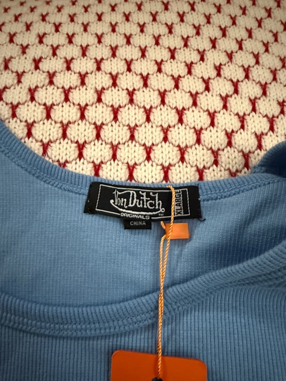Von Dutch Sky Blue Ribbed Logo Tank - Picture 3 of 6